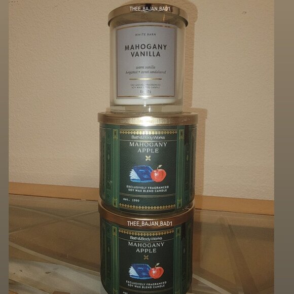 π SOLD NWT BATH & BODY WORKS MAHOGANY APPLE & MAHOGANY VANILLA BUNDLE - Picture 1 of 4